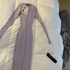 Naked Wardrobe Lavender Long Sleeve Dress